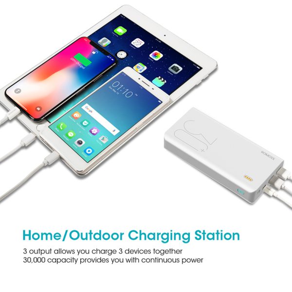 30000mAh ROMOSS Sense 8+ Power Bank Portable External Battery With QC Two-way Fast Charging Portable Charger For Phones Tablet - Image 5