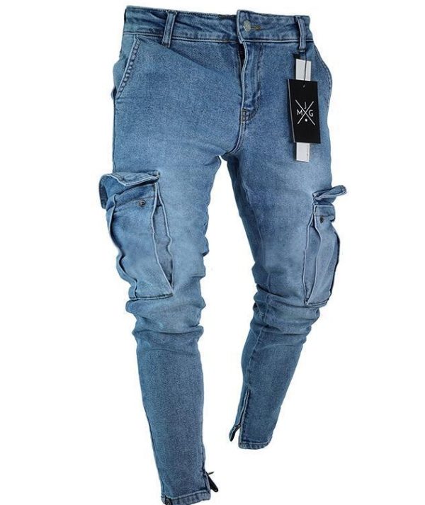 Cargo Hole Denim Jeans Men - Image 4