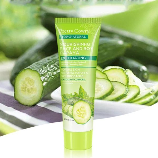 Cucumber Coconut Papaya Facial Exfoliating Gel Cream 100ml Body Cleansing - Image 2