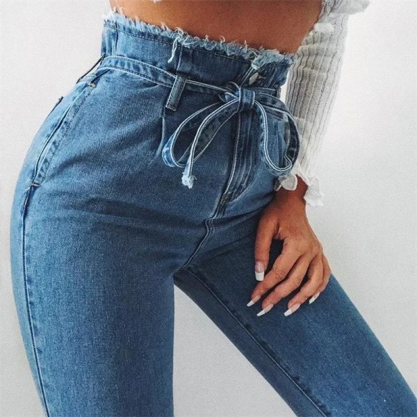 High-waisted Washed Pencil Pants Spring Sexy Temperament European And American Plus Size Denim Jeans For Women - Image 3